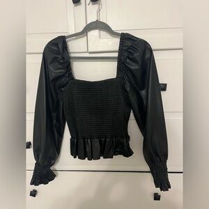 Black Smocked Women's Top